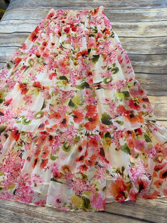 Boston Proper Dresses & Skirts - Boston Proper Floral Tiered Maxi Skirt in Pink & Green